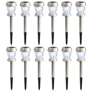 vidaXL Stojące lampy solarne, 12 szt., białe LED vidaXL 44415