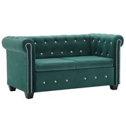 vidaXL Sofa Chesterfield, 2-os., obita aksamitem, 146x75x72cm, zielona vidaXL 247149