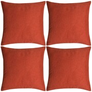 vidaXL Poszewki na poduszki 4 szt. lniane, terakota 50x50 cm vidaXL 131574