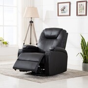 vidaXL Elektryczny, bujany fotel do masażu, sztuczna skóra, czarny vidaXL 246635