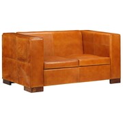 vidaXL 2-osobowa sofa tapicerowana prawdziwą skóra, jasnobrązowa vidaXL 245619