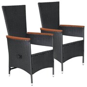 vidaXL Fotele ogrodowe, 2 szt, polirattan, 58x62x108cm, czarno-kremowe vidaXL 43942