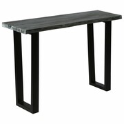 vidaXL Stolik konsola z litego drewna mindi, 110 x 35 x 75 cm, szary vidaXL 245506