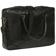 vidaXL Torba na laptopa, z zamkiem, prawdziwa skóra, czarna vidaXL 133298