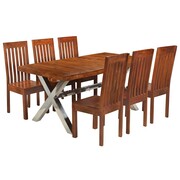 vidaXL Meble do jadalni, zestaw 7 szt., akacja stylizowana na sheesham vidaXL 275332