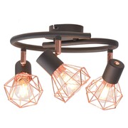 vidaXL Lampa sufitowa z 3 żarówkami E14, czarno-miedziana vidaXL 244390