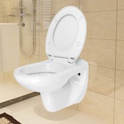 vidaXL Toaleta podwieszana z cichym zamykaniem, ceramiczna, biała vidaXL 142368