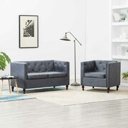 vidaXL Zestaw mebli w stylu Chesterfield, 2 szt., tkanina, szare vidaXL 275628