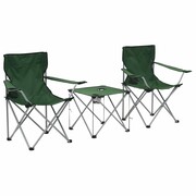 vidaXL Stolik i krzesła turystyczne, 3 elementy, zielone vidaXL 44385