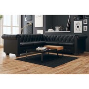vidaXL Sofa Chesterfield pięcioosobowa czarna, sztuczna skóra vidaXL 243614