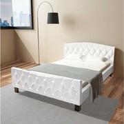 vidaXL Łóżko podwójne z materacem Memory Foam 140 x 200 cm, białe vidaXL 274677