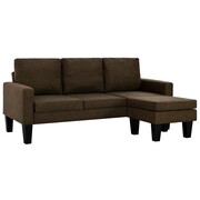 vidaXL Sofa 3-osobowa z pufem, obicie z tkaniny, brązowa vidaXL 245563