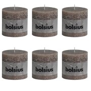 Bolsius Rustykalne świece pieńkowe, 100x100 mm, kolor taupe, 6 szt. Bolsius 400694