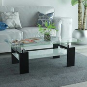 vidaXL Stolik kawowy wysoki połysk z półką 110x60x40 cm, czarny vidaXL 244151