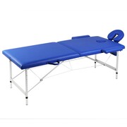 vidaXL Niebieski składany stół do masażu 2 strefy z aluminiową ramą vidaXL 110086