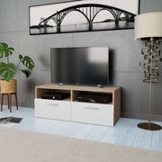 vidaXL Szafka pod TV, 95x35x36 cm, płyta wiórowa, kolor dębowy i biały vidaXL 244869