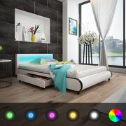 vidaXL Łóżko ze sztucznej skóry z zagłówkiem LED 140cm i Materacem MemoryFoam vidaXL 272256