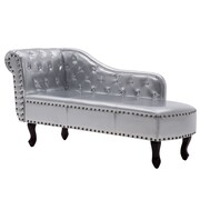 vidaXL Leżanka Chesterfield, srebrna vidaXL 60657