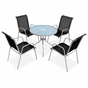 vidaXL Zestaw mebli do ogrodu, 5 części, stal, czarno-szary vidaXL 43317
