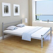 vidaXL Podwójne łóżko metalowe z materacem 160 x 200 cm, szare vidaXL 274656