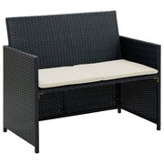 vidaXL Sofa 2-osobowa z polirattanu, 100 x 56 x 85 cm, czarna vidaXL 43910