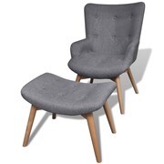 vidaXL Tapicerowany fotel z podnóżkiem, szary, materiałowy vidaXL 241673