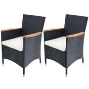 vidaXL Fotele ogrodowe z polirattanu, 2 szt, czarne, 59x60x88 cm vidaXL 42572