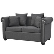 vidaXL 2-osobowa sofa materiałowa, 143x75x73 cm, ciemnoszara vidaXL 245541