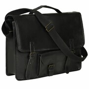 vidaXL Torba na laptopa, z prawdziwej skóry, czarna vidaXL 133292