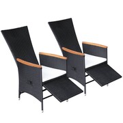 vidaXL Fotele ogrodowe rozkładane, 2 szt., rattan PE i akacja vidaXL 42695