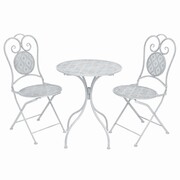 vidaXL Zestaw mebli bistro ze stali, 3 części, biały vidaXL 43150