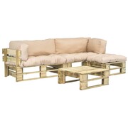 vidaXL Meble ogrodowe z palet, 4 szt., drewno FSC, piaskowe poduszki vidaXL 275308