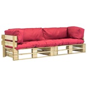 vidaXL Meble ogrodowe z palet, 2 szt., drewno FSC, czerwone poduszki vidaXL 275298