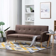 vidaXL 3-osobowa sofa tapicerowana tkaniną, brązowa vidaXL 246991