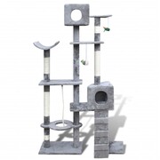vidaXL Drapak dla kota 175 cm, 2 domki, Pluszowy, Szary vidaXL 170109