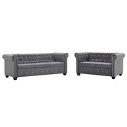 vidaXL Zestaw sof w stylu Chesterfield, 2 szt., aksamit, szare vidaXL 275617