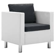 vidaXL Fotel obity sztuczną skórą, biało-ciemnoszary vidaXL 247173