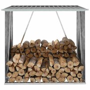 vidaXL Wiata na drewno, stal galwanizowana, 163 x 83 x 154 cm, szara vidaXL 44959