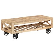 vidaXL Stolik kawowy na kółkach, lite drewno mango, 110 x 50 x 37 cm vidaXL 246208