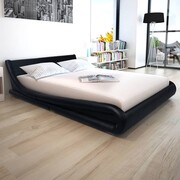 vidaXL Łóżko ze sztucznej skóry z materacem 160 x 200 cm, czarne vidaXL 273929