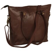 vidaXL Damska torebka shopperka z prawdziwej skóry, brązowa vidaXL 133314