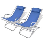 vidaXL Leżaki o stalowych ramach, 2 szt., 69x61x94 cm, niebieskie vidaXL 42935