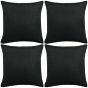 vidaXL Poszewki na poduszki 4 szt. lniane, czarne 50x50 cm vidaXL 131559