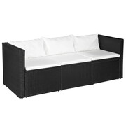 vidaXL Sofa 3-osobowa z polirattanu, 180 x 70 x 66 cm, czarno-kremowa vidaXL 44172