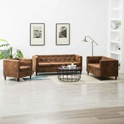 vidaXL Zestaw mebli Chesterfield, 3 cz., materiał zamszopodobny, brąz vidaXL 275627
