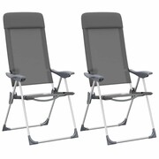 vidaXL Składane krzesła turystyczne, 2 szt., szare, aluminiowe vidaXL 44304