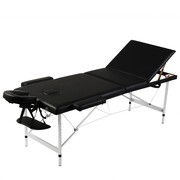 vidaXL Czarny składany stół do masażu 3 strefy z aluminiową ramą vidaXL 110092