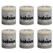 Bolsius Świece rustykalne x6 80x68 mm Kamienny szary Bolsius 400648