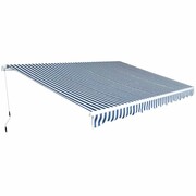 vidaXL Markiza zwijana ręcznie, 450 cm, niebiesko-biała vidaXL 275565
