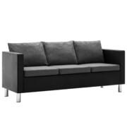 vidaXL Sofa 3-osobowa obita sztuczną skórą, czarno-jasnoszara vidaXL 247166